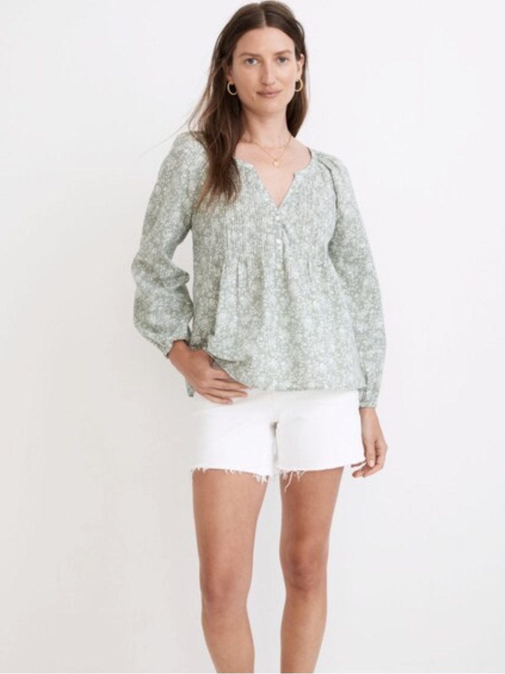 Madewell Pintuck Peasant Top in Piazza Floral